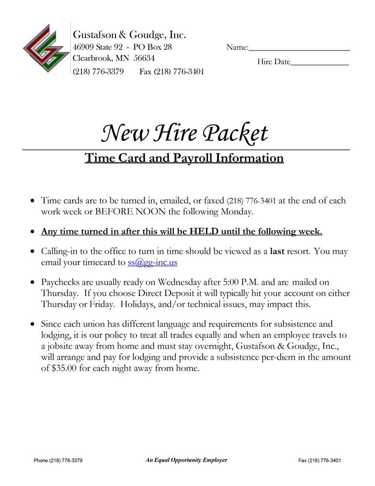 New Hire Packet